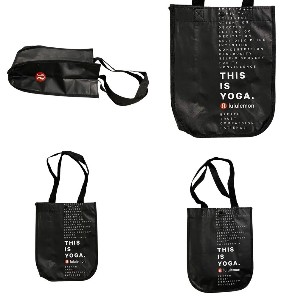 Lululemon Black and White “This is Yoga” Tote  12”H x 9”W x 4.5” D